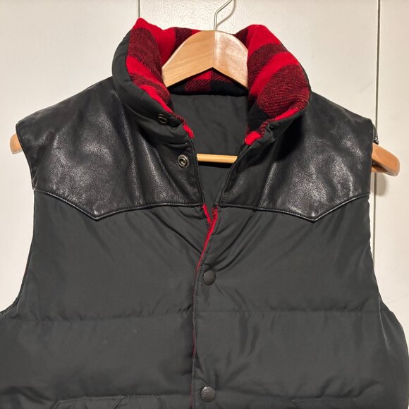 $800 RARE Polo Ralph Lauren Plaid Reversible Down Vest Leather Yoke- Small - Picture 5 of 11